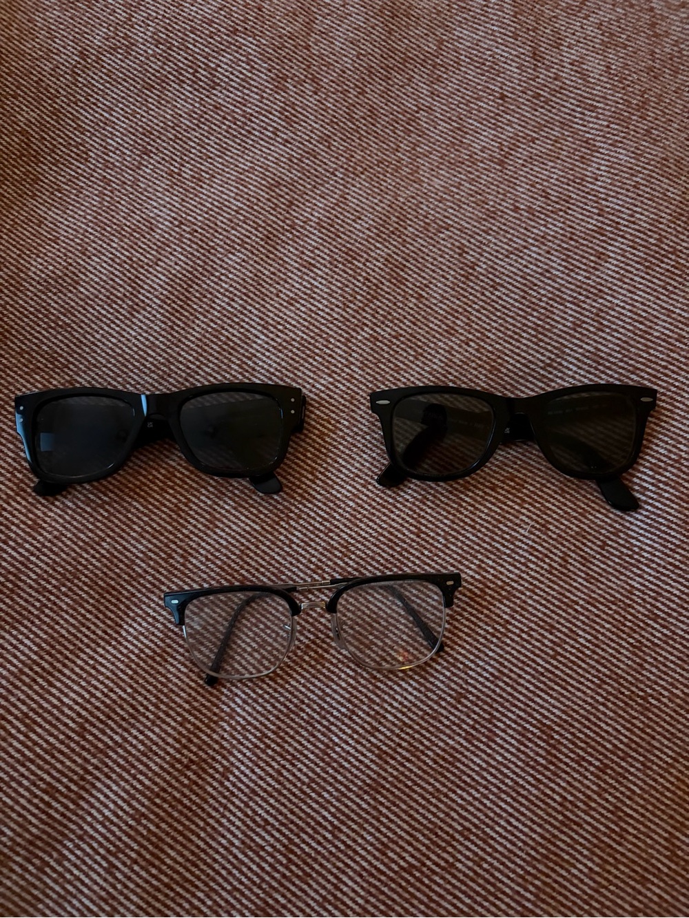 Ray-Ban Black Wayfarer Sunglasses Trio with Black Browline Glasses